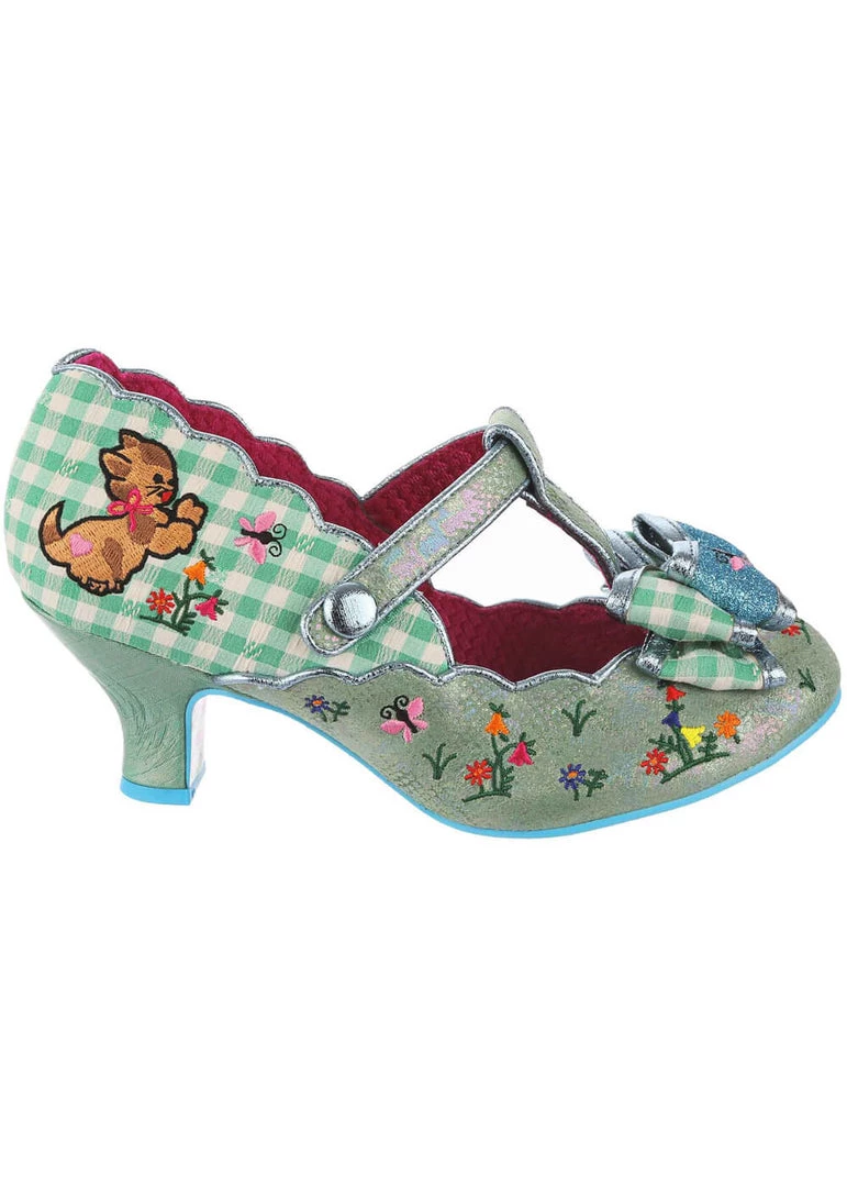 Irregular Choice Catching Butterflies Cat Pumps Green New In
