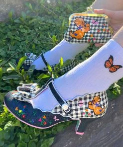 New In Irregular Choice Catching Butterflies Cat Pumps Black