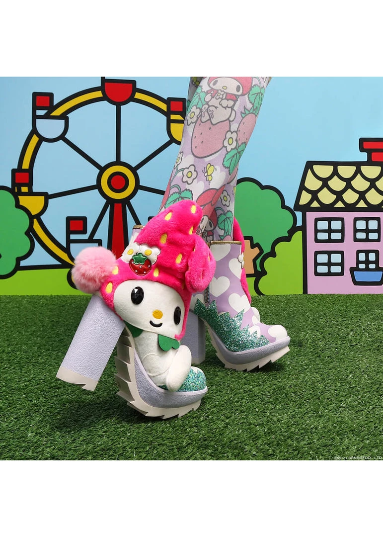 New In Irregular Choice X Hello Kitty Everyone Loves You Boots Purple