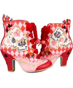 New In Irregular Choice Playing Cards Full House Boots Red