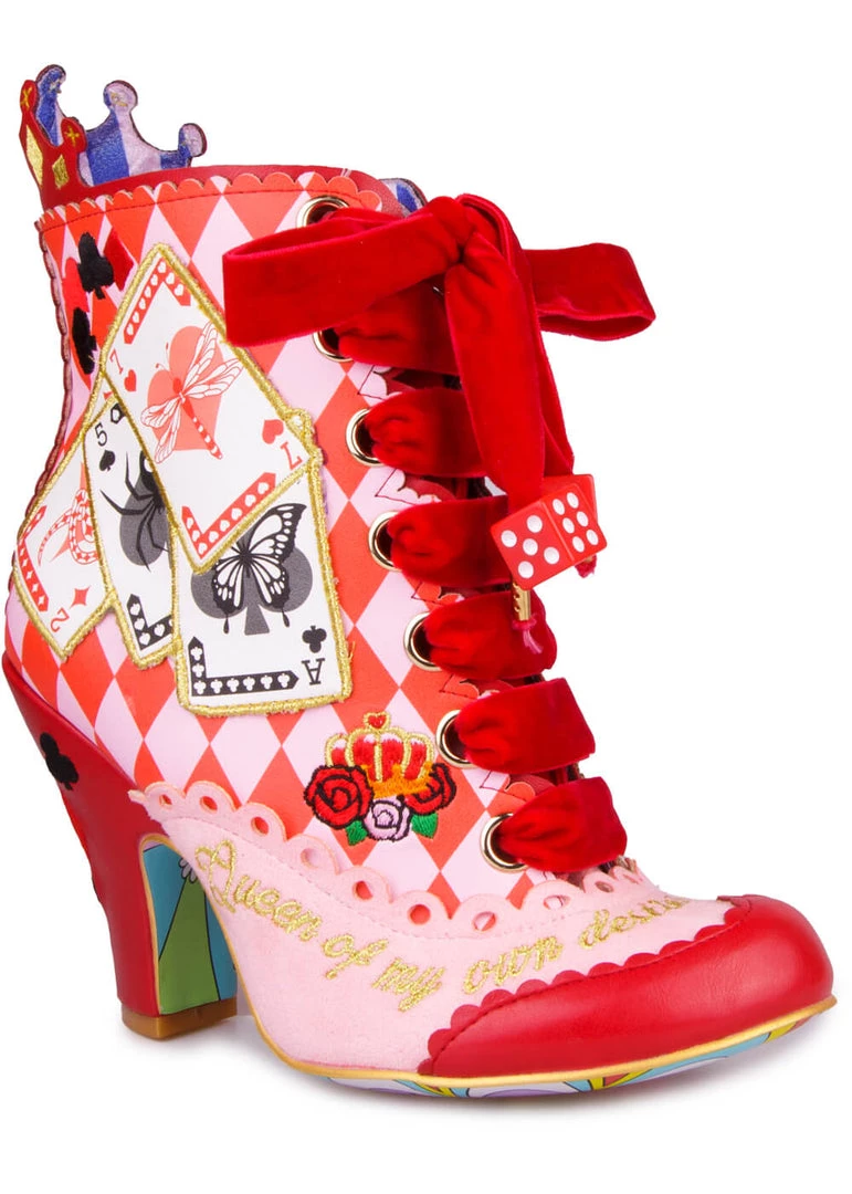 New In Irregular Choice Playing Cards Full House Boots Red