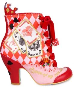 New In Irregular Choice Playing Cards Full House Boots Red