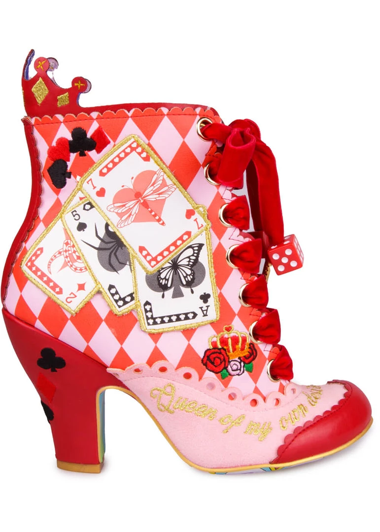New In Irregular Choice Playing Cards Full House Boots Red