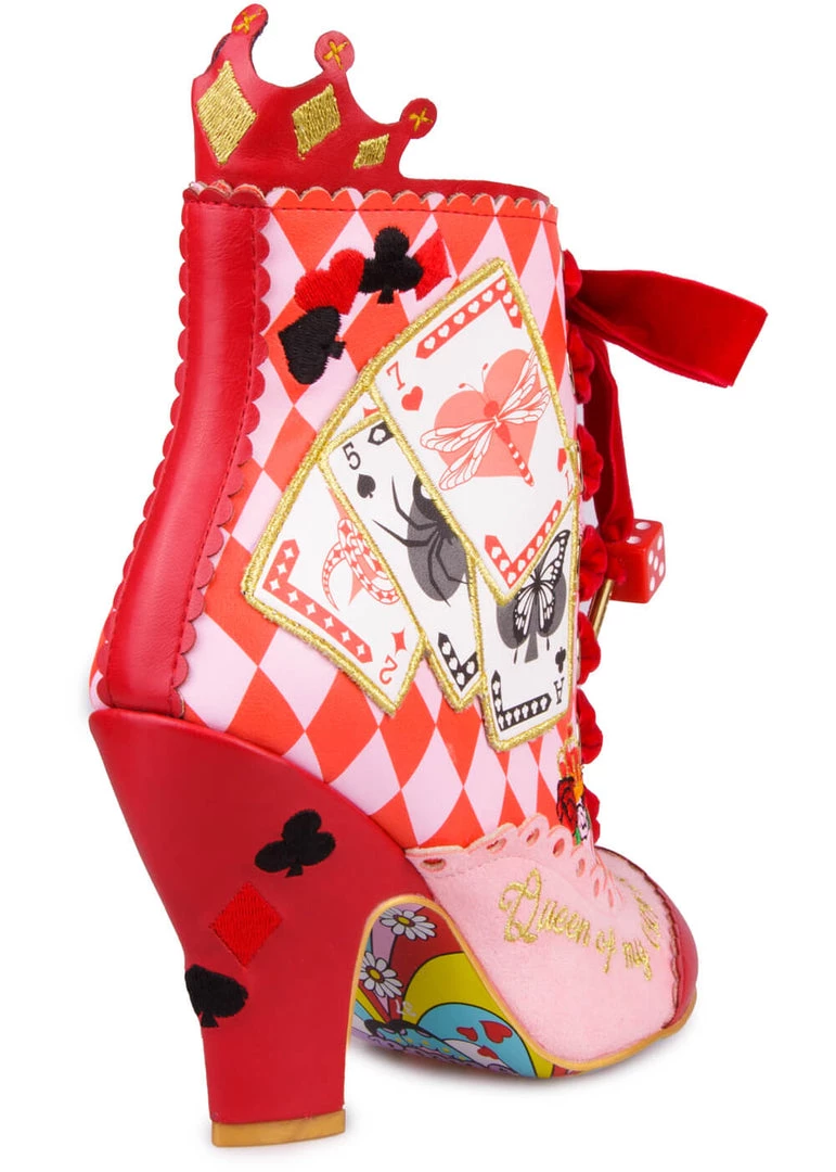 New In Irregular Choice Playing Cards Full House Boots Red