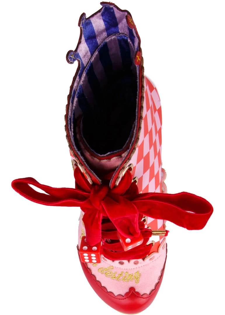 New In Irregular Choice Playing Cards Full House Boots Red