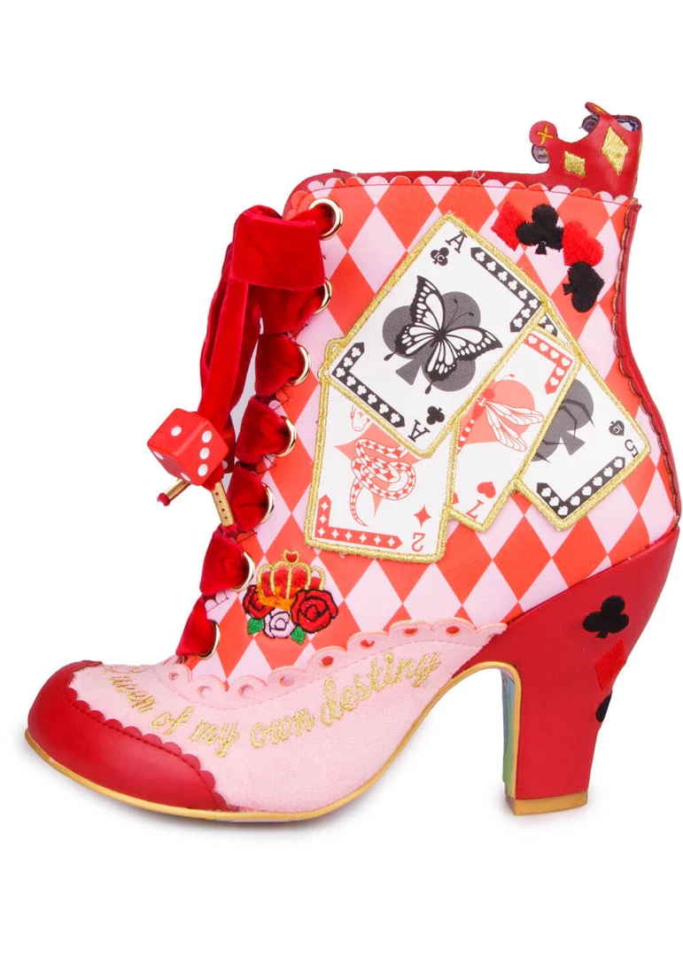 New In Irregular Choice Playing Cards Full House Boots Red