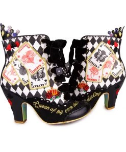 Irregular Choice Playing Cards Full House Boots Black New In