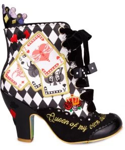 Irregular Choice Playing Cards Full House Boots Black New In