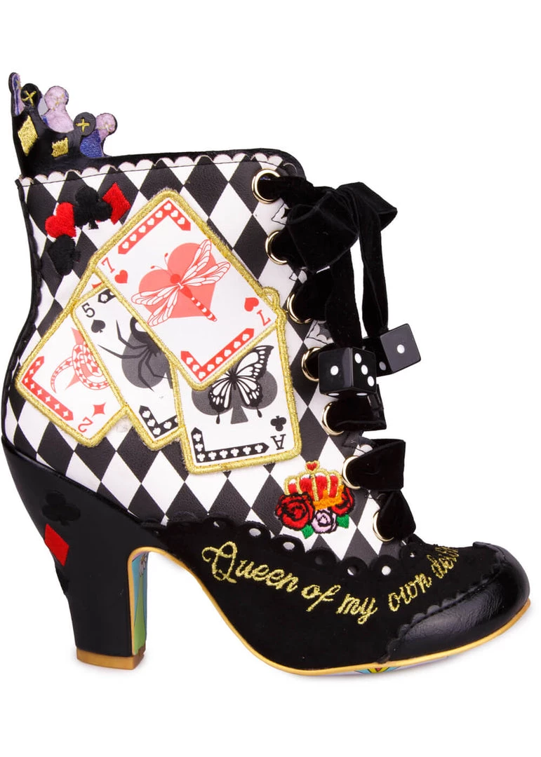 Irregular Choice Playing Cards Full House Boots Black New In
