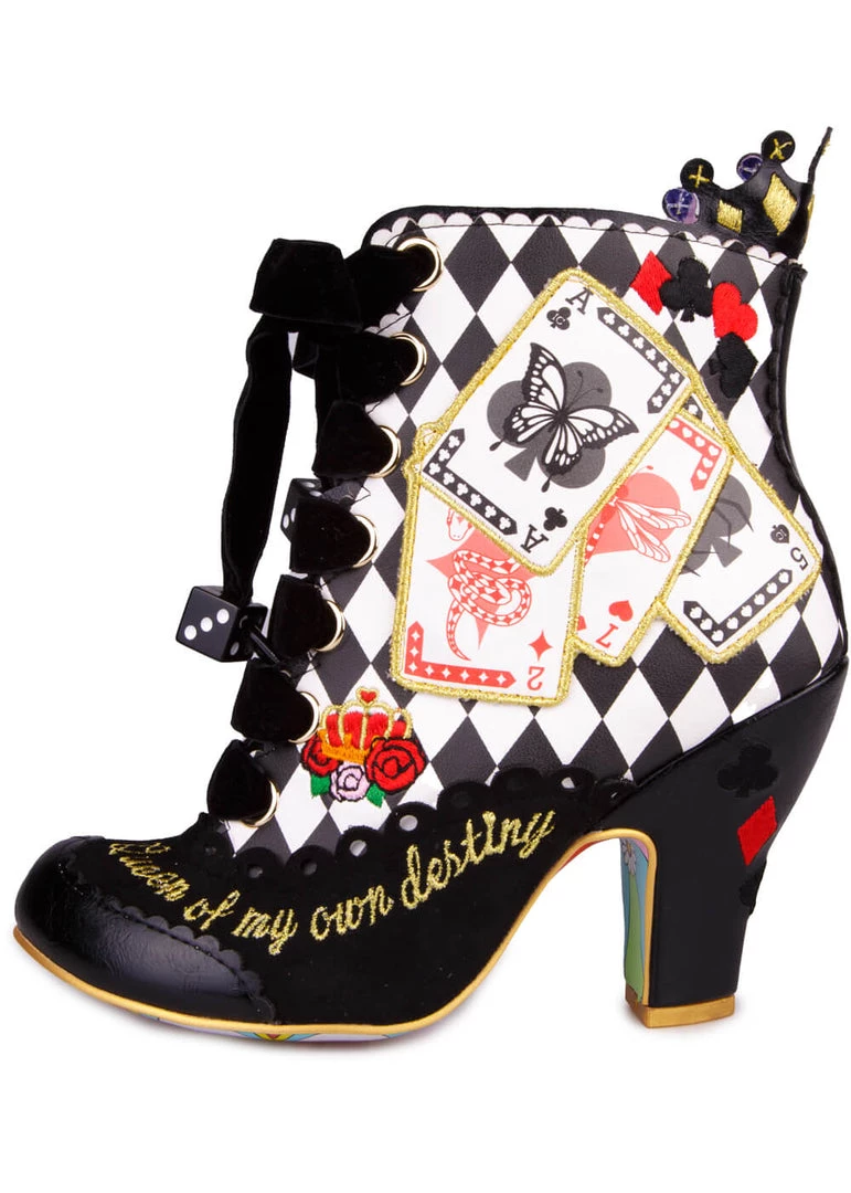 Irregular Choice Playing Cards Full House Boots Black New In