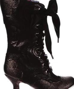 New In Irregular Choice Chimney Smoke 40's Boots Black