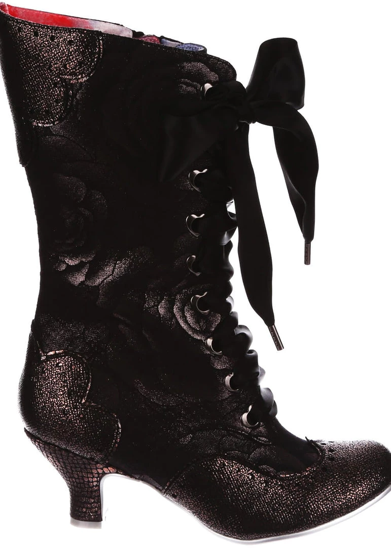 New In Irregular Choice Chimney Smoke 40's Boots Black