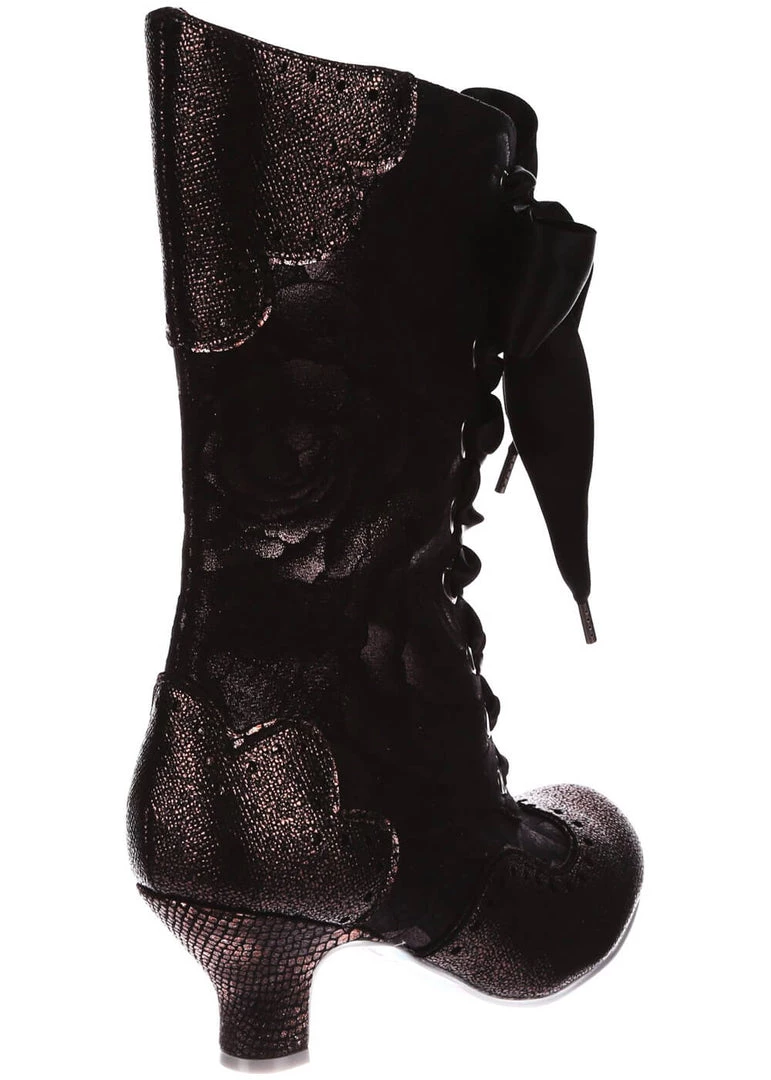 New In Irregular Choice Chimney Smoke 40's Boots Black