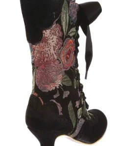 Irregular Choice Chimney Smoke Floral 40's Boots Black
