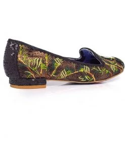 Irregular Choice Panda Pop Ballerinas Black Gold New In