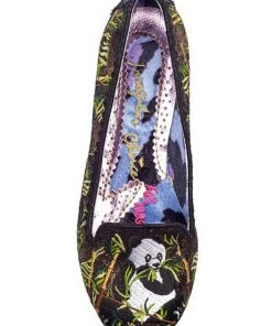 Irregular Choice Panda Pop Ballerinas Black Gold New In