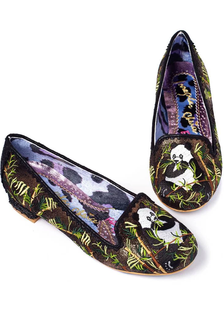 Irregular Choice Panda Pop Ballerinas Black Gold New In