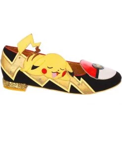 New In Irregular Choice Pokémon Pikachu Dreams Ballerinas Flats Black
