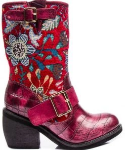 Irregular Choice Great Escape Floral Boots Red New In