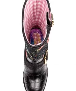 Irregular Choice Great Escape Floral Boots Black New In