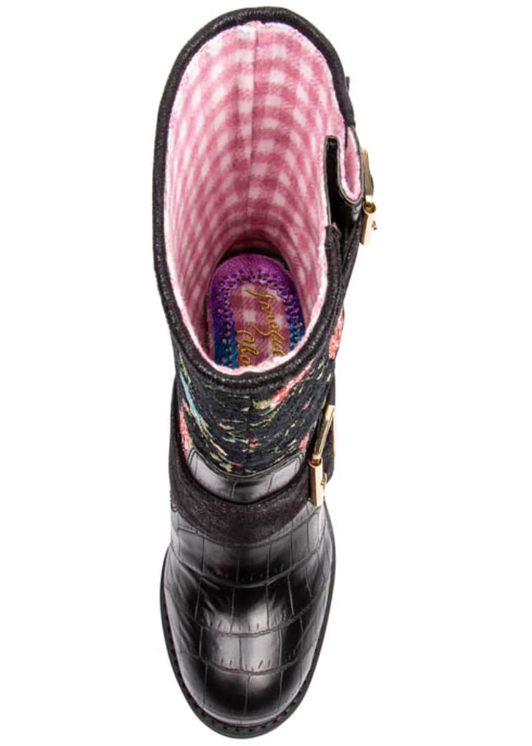 Irregular Choice Great Escape Floral Boots Black New In