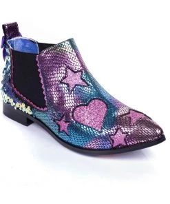 New In Irregular Choice Starlight Impress 70's Booties Purple
