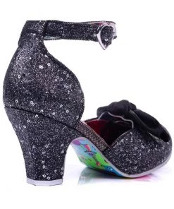 New In Irregular Choice Flickety Kiss Glitter 50's Pumps Black