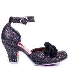 New In Irregular Choice Flickety Kiss Glitter 50's Pumps Black