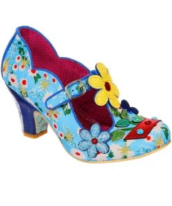 New In Irregular Choice Happy Houseplant Pumps Blue
