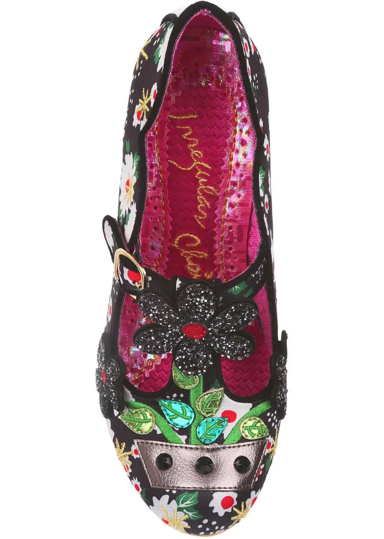 Irregular Choice Happy Houseplant Pumps Black New In
