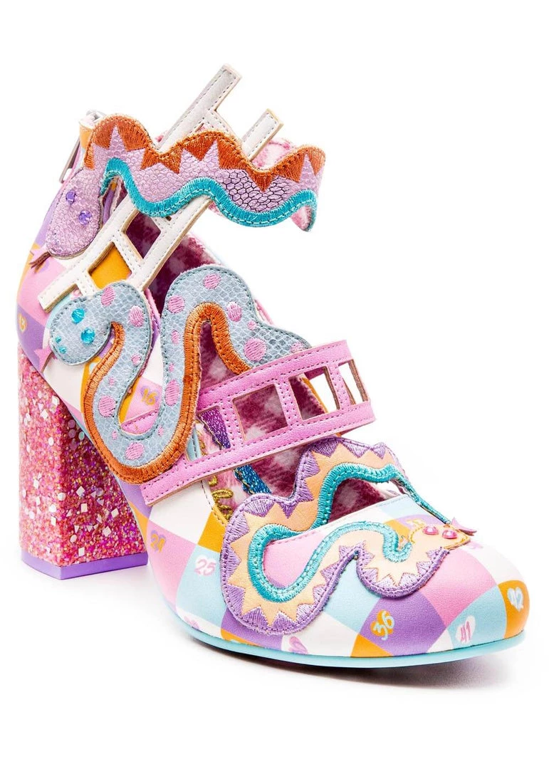 Irregular Choice Snakes N Adders 80's Pumps Pink