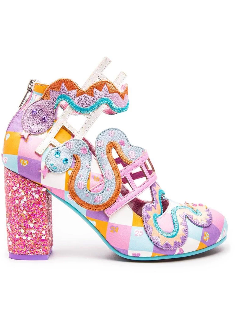 Irregular Choice Snakes N Adders 80's Pumps Pink