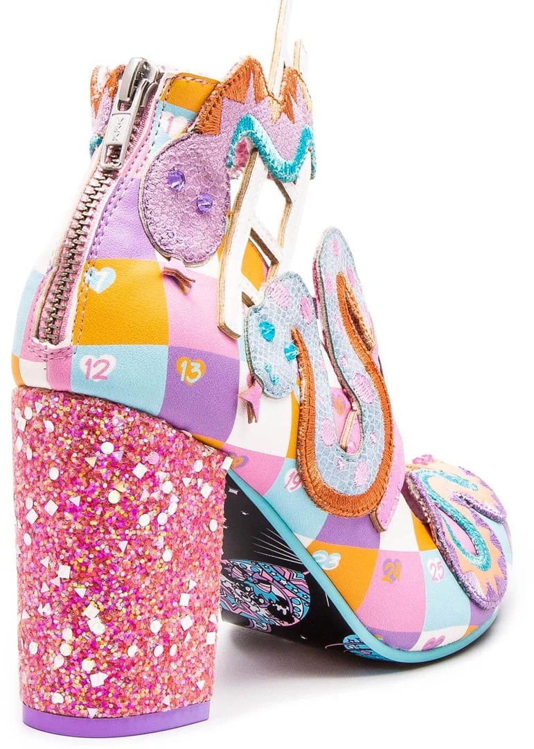 Irregular Choice Snakes N Adders 80's Pumps Pink