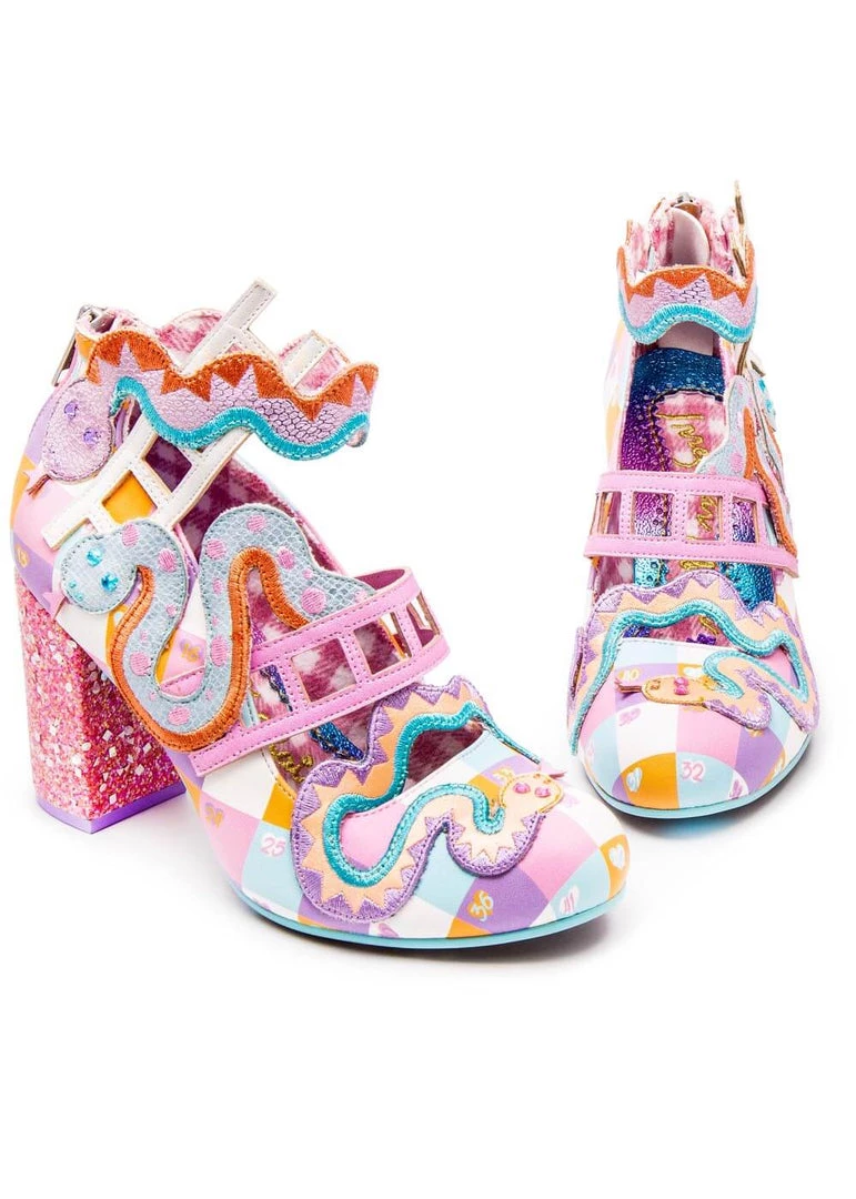 Irregular Choice Snakes N Adders 80's Pumps Pink