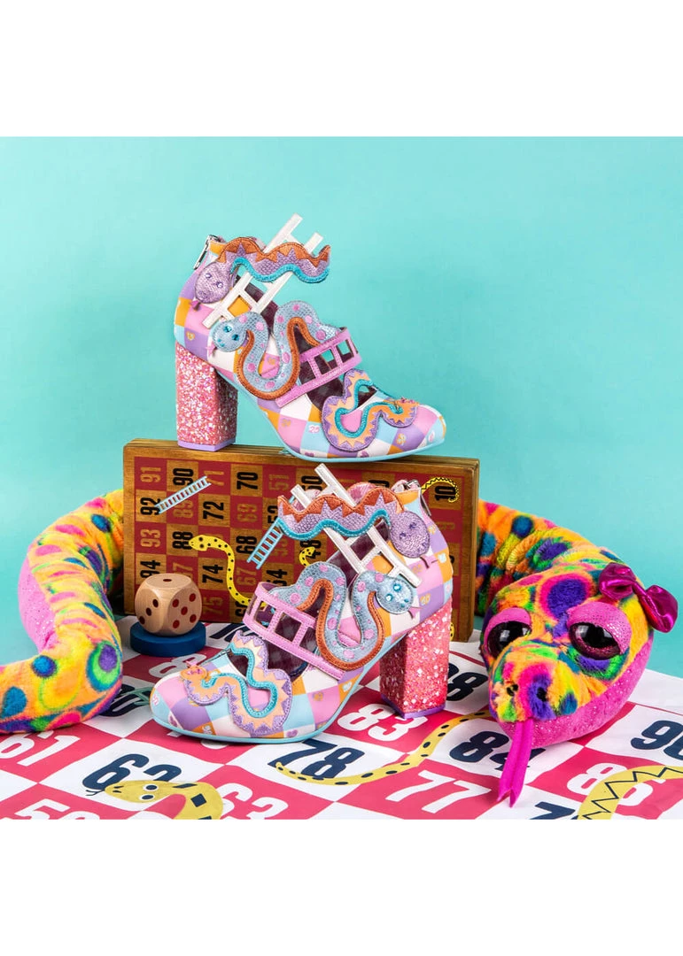 Irregular Choice Snakes N Adders 80's Pumps Pink