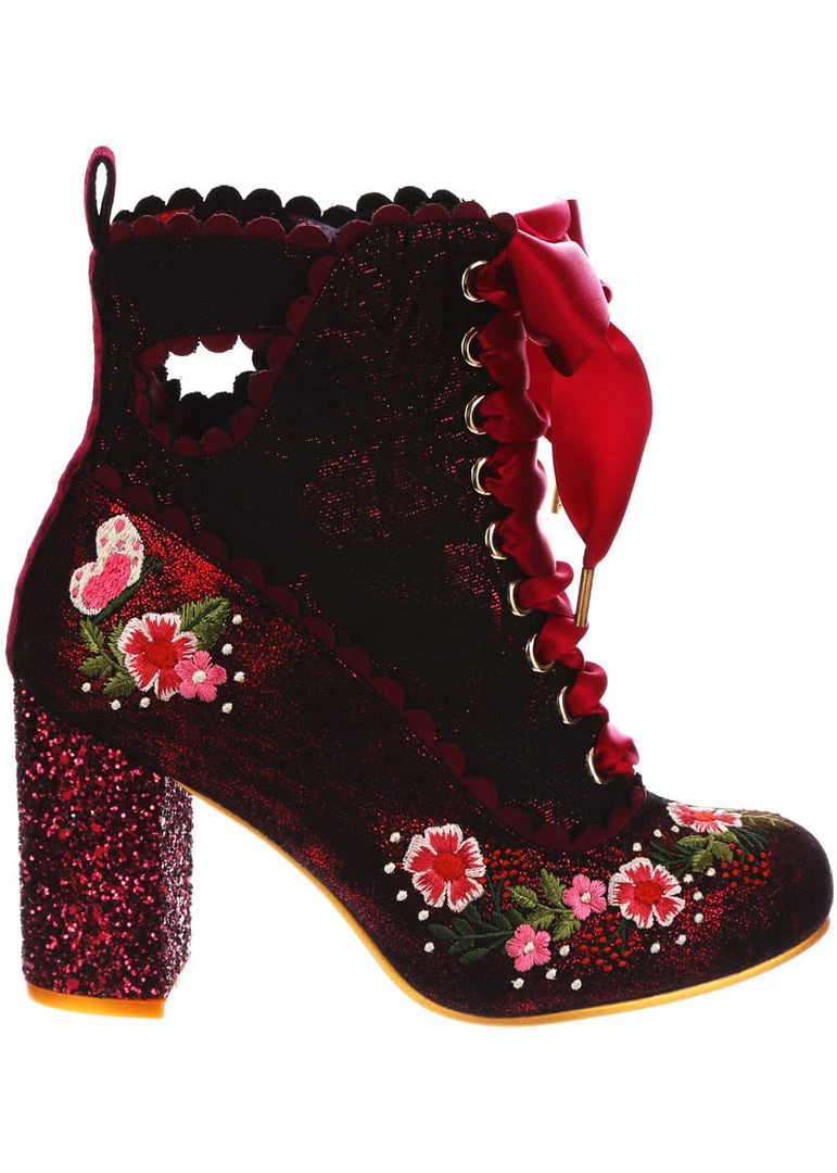 Irregular Choice Garden Walk 40's Boots Red