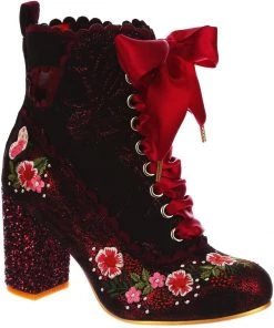 Irregular Choice Garden Walk 40's Boots Red