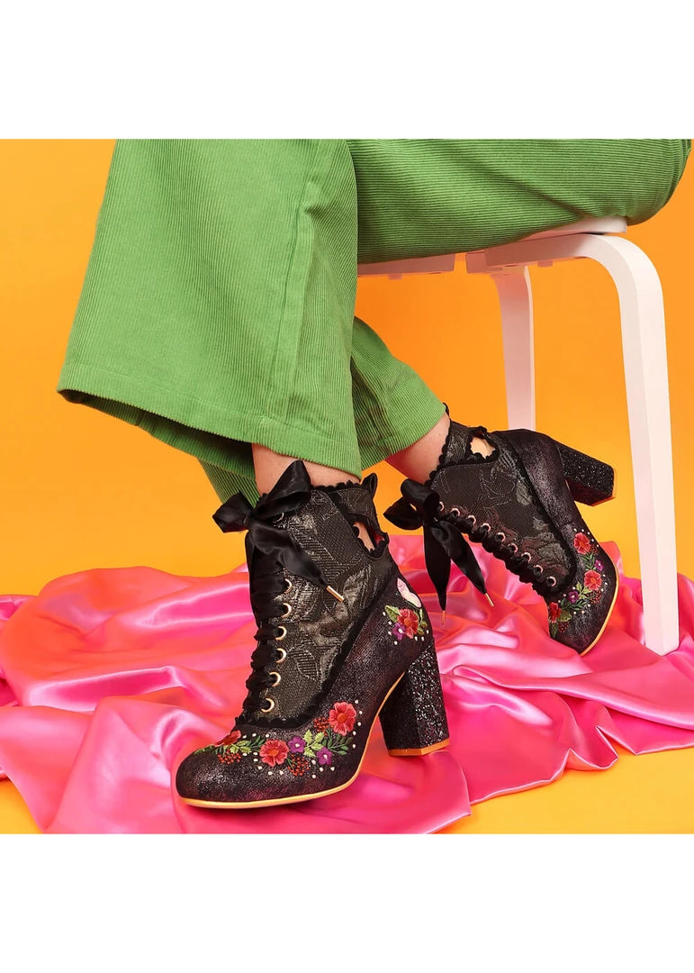 Irregular Choice Garden Walk 40's Boots Black New In