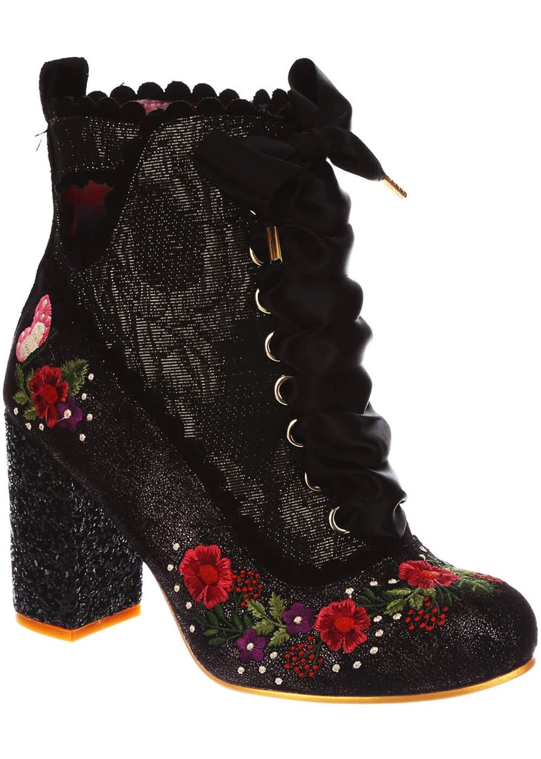 Irregular Choice Garden Walk 40's Boots Black New In