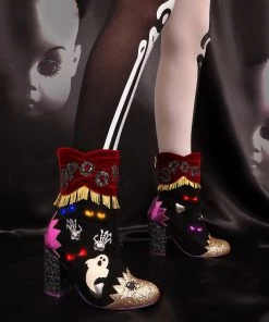 New In Irregular Choice Halloween Who's There? Boots Black