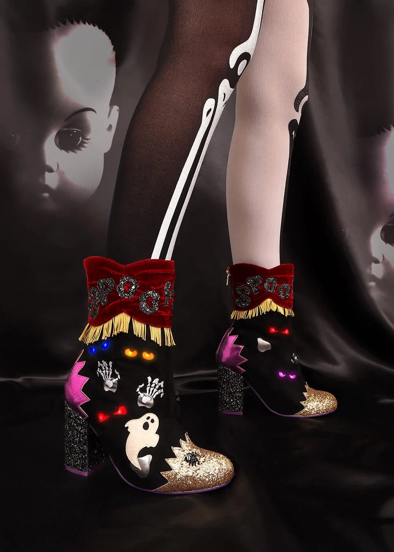 New In Irregular Choice Halloween Who's There? Boots Black