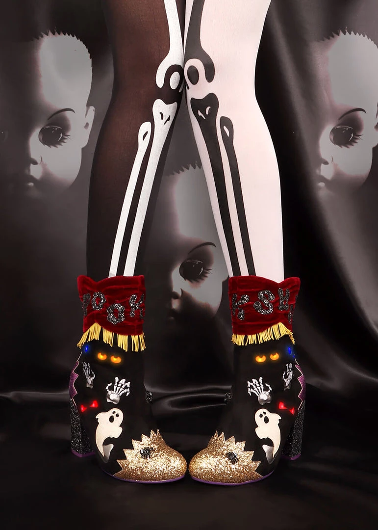 New In Irregular Choice Halloween Who's There? Boots Black