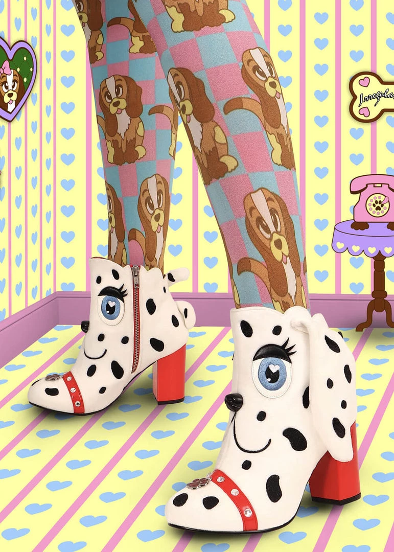 Irregular Choice Pooch Perfect Dog 60's Boots White New In