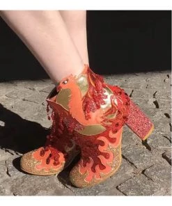 Irregular Choice Arise Phoenix 70's Boots Red Gold