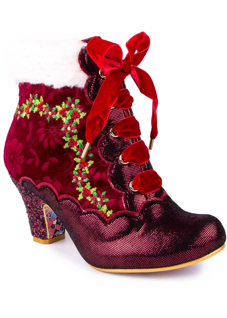 Irregular Choice Party Hot Toddy 40's Boots Burgundy New In