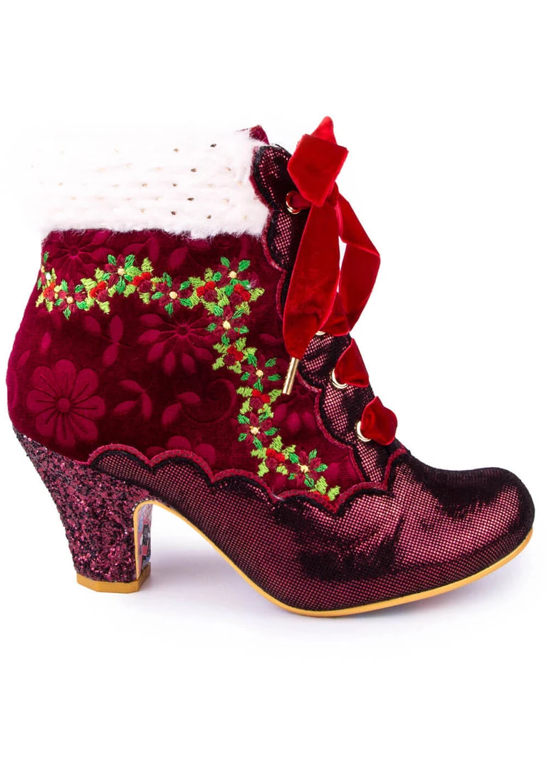 Irregular Choice Party Hot Toddy 40's Boots Burgundy New In