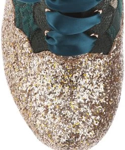 New In Irregular Choice Fancy A Cuppa Glitter 40's Ankle Boots Green