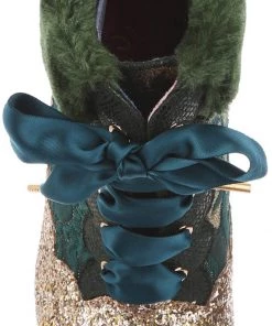 New In Irregular Choice Fancy A Cuppa Glitter 40's Ankle Boots Green