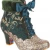 New In Irregular Choice Fancy A Cuppa Glitter 40's Ankle Boots Green
