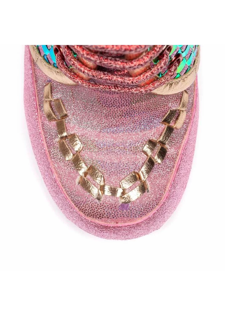 New In Irregular Choice Milovat Star Platform Boots Pink Gold